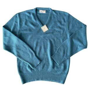 Christian‎ Dior Teal Blue Sweater Men Size M 100% Orlon Acrylic VTG Made In USA